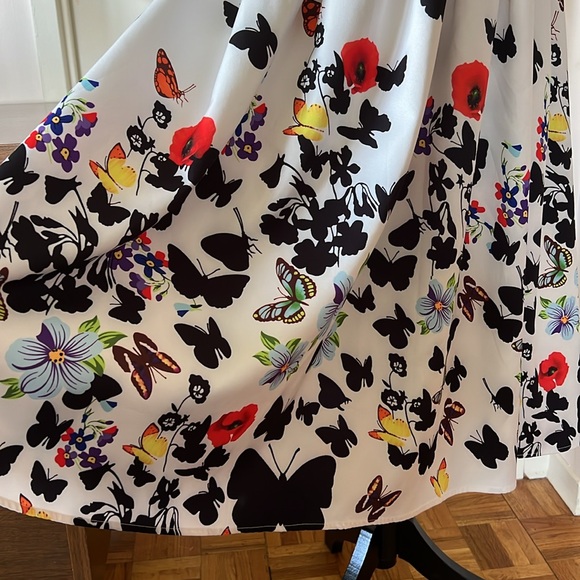 Vintage Bespoke Butterfly Print Fit and Flare Dress M EUC - Picture 4 of 13